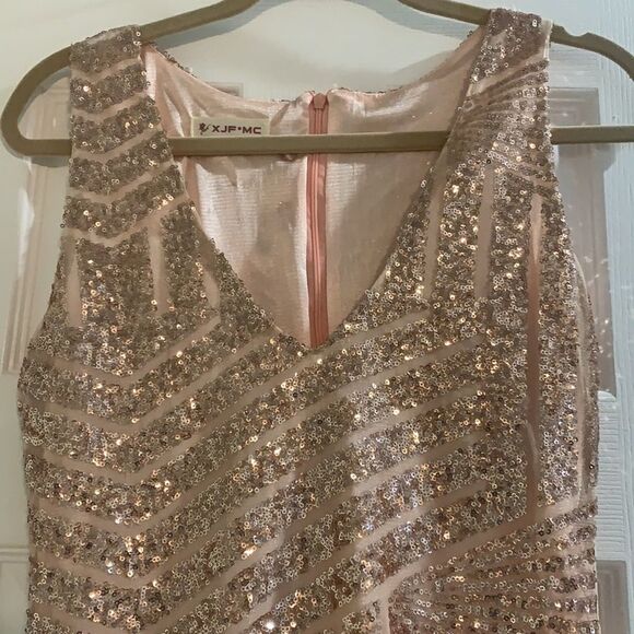 Pink Rose Gold Sequin Holiday Dress Size Small Medium - Picture 7 of 8